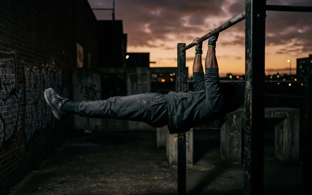 Athlète en front lever sur barre
