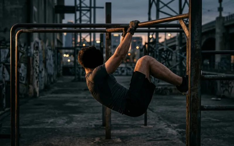 Athlète en front lever sur barre