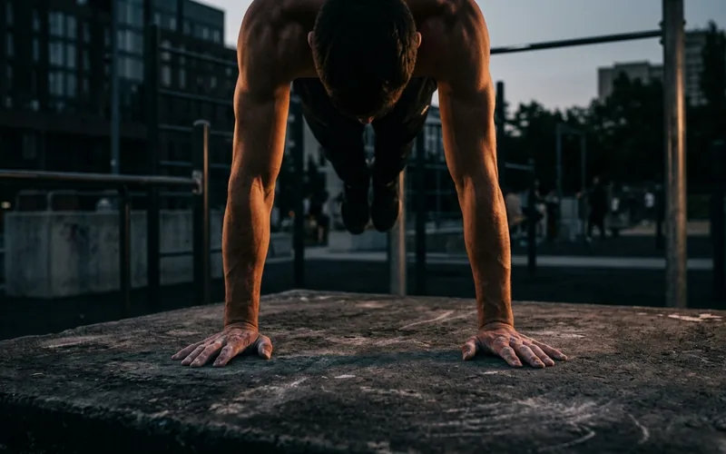 Athlète en handstand sur béton